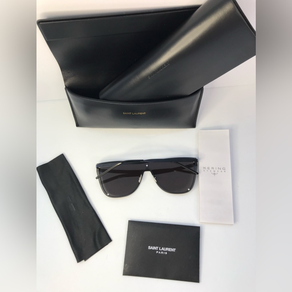 💯 - New Authentic Saint Laurent New Wave SL 1-B MASK Sunglasses Black - … - Picture 14 of 16